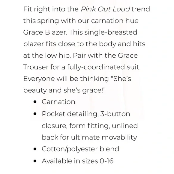 Cabi Grace Blazer, Pink Size 10 - Picture 11 of 11